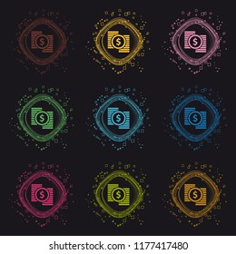 Dollar Money Buttons - Modern Colorful Vector Circles - Isolated On Black Background