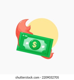 Dollar money cash burn in fire