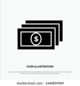 Dollar, Money, Cash solid Glyph Icon vector