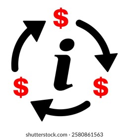 Dollar money change icon, trade cash information web symbol, convert sign vector illustration .