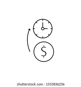Dollar, money, clock icon. Simple line, outline vector of icons for ui and ux, website or mobile application