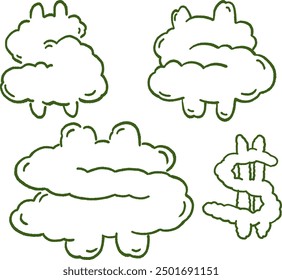 Dollar money cloud sky art icon cartoon Hand drawn line art Illustration