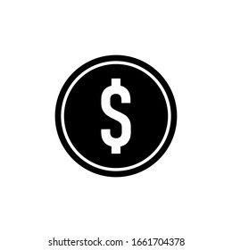 Dollar money coin icon vector illustration. Design gold linear flat symbol.