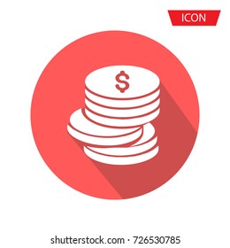 Dollar money Coins stack icon vector, Money stacked coins icon in flat style.