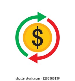 Dollar money - colored icon vector illustration. Cash back concept sign. 