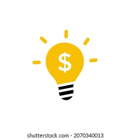 Dollar Money Currency light bulb lamp for Economy Financial Profit Solution logo design