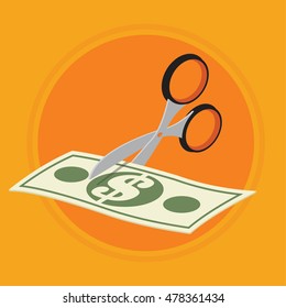 dollar money cut with scissors