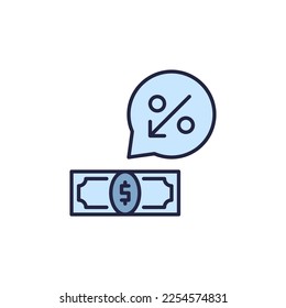 Dollar Money Devaluation vector concept colored icon or design element 