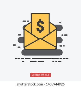 Dollar money from envelope modern business vector icon