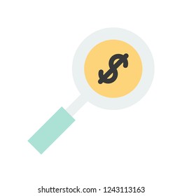 Dollar Money Finder Business Flat Design Icon.