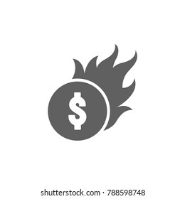 Dollar money with fire icon vector