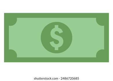 Icono de Vector plano de dinero de dólar aislado sobre fondo blanco. 