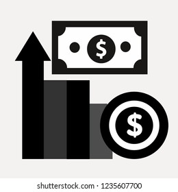dollar money graph vector icon