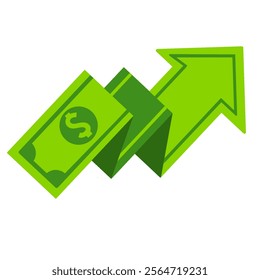 Dollar money growth icon isolated on white background. Money investment icon. Increasing arrow. Upward arrow. Stock arrow. Design for investment strategy, logo, stock market, investment profit. Vector