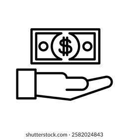 Dollar money with hand vector illustration, bank, and business icon