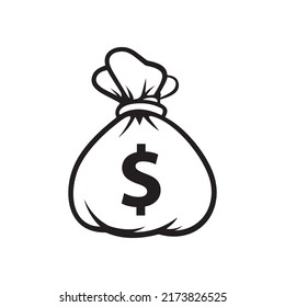 Dollar money icon bag vector black white