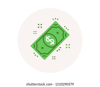 Dollar money icon. Cash payment sign. Wealth management. Currency usd dollar symbol. Savings money. Financial wealth. Colorful icon in circle button. Payment vector