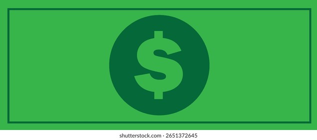 Dollar Money Icon – Flat Green US Banknote Symbol, American Currency Bill Illustration, Financial Payment Cash Note Isolated on White Background for Economy and Finance Concepts