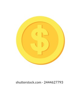 Dollar money icon. Gold coin with USD symbol vector illustration.