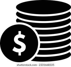 Dollar money icon . Payment system sign . Coins and Dollar cent Sign isolated on white background . Vector illustration