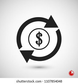 dollar money icon, stock vector illustration flat design