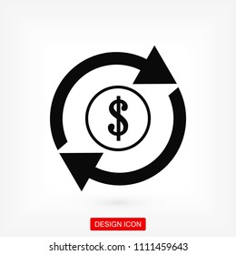 dollar money icon, stock vector illustration flat design