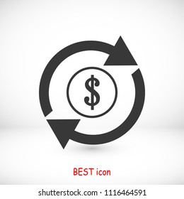 dollar money icon, stock vector illustration flat design