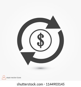 dollar money icon, stock vector illustration flat design