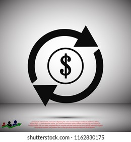 dollar money icon, stock vector illustration flat design