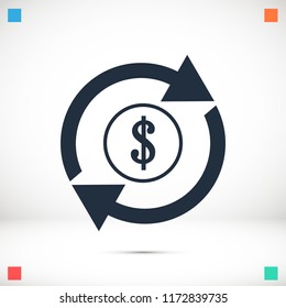 dollar money icon, stock vector illustration flat design