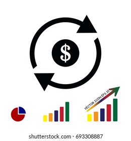 dollar money icon, stock vector illustration flat design