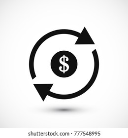 dollar money icon, stock vector illustration flat design