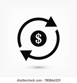 dollar money icon, stock vector illustration flat design