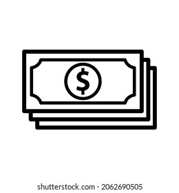 Dollar money icon in trendy vector design 