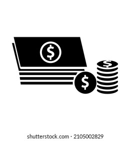 Icono de dinero en dólares en la ilustración de diseño vectorial de moda