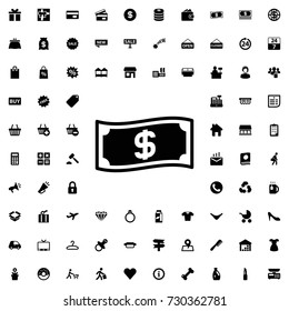 Dollar money icon vector isolated on white background. set of filled shopping icons.