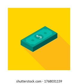 Vector de icono de Dinero Dólar isométrico. Ilustración vectorial de estilo plano.