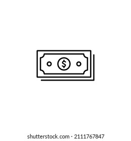 Dollar Money Icon Vector in Line Style for Web or Mobile App