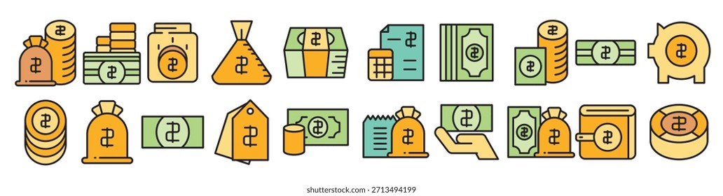 Iconos del dinero del dólar fijados Ilustración vectorial