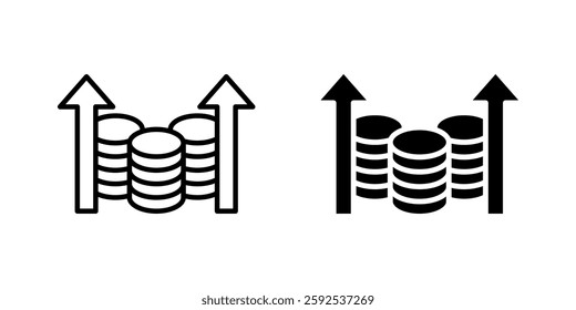 Dollar money increase Icon set.Symbol isolated white background. vector illustration. color editable.