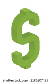 dollar money isometric icon flat isolated
