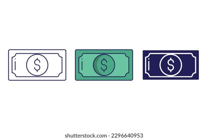 Dollar-Geldlinie und Symbol für solide Illustrationen