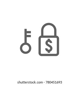 Dollar money lock icon vector