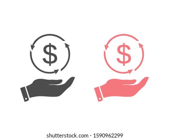 Dollar money on hand icon set vector for investment and stock market concept