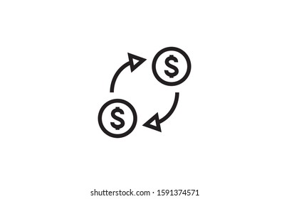 Dollar Money and Payment Vector Line Icon. Editable Stroke