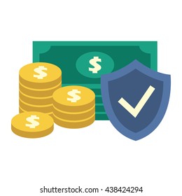 Dollar money with protection shield