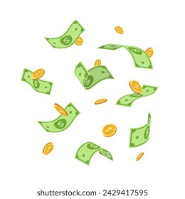 dollar money rain illustration isolated on white background