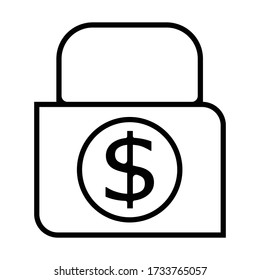 Dólar, dinero, seguridad, icono de bloqueo
