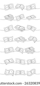 Dinheiro dólar definir uma linha de desenho contínuo. Dinheiro, investimento e finanças. Ilustração vetorial.