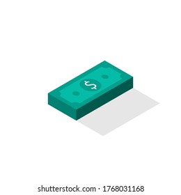 Dollar Money - Shadow icon vector isometric. Flat style vector illustration.